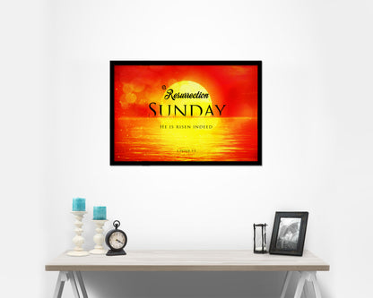 Resurrection Sunday He is risen indeed, 1 Peter 1:3 Bible Verse Scripture Framed Art