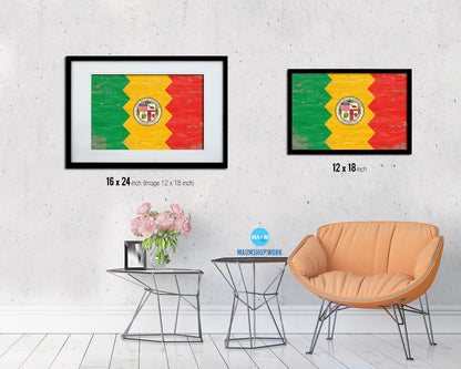 Los Angeles City California State Shabby Chic Flag Framed Prints Decor Wall Art Gifts