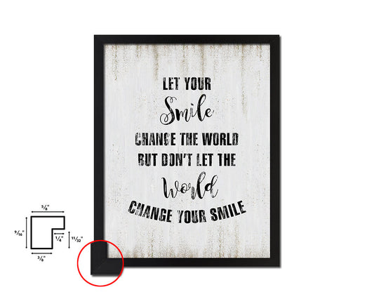 Let your smile change the world Quote Wood Framed Print Wall Decor Art