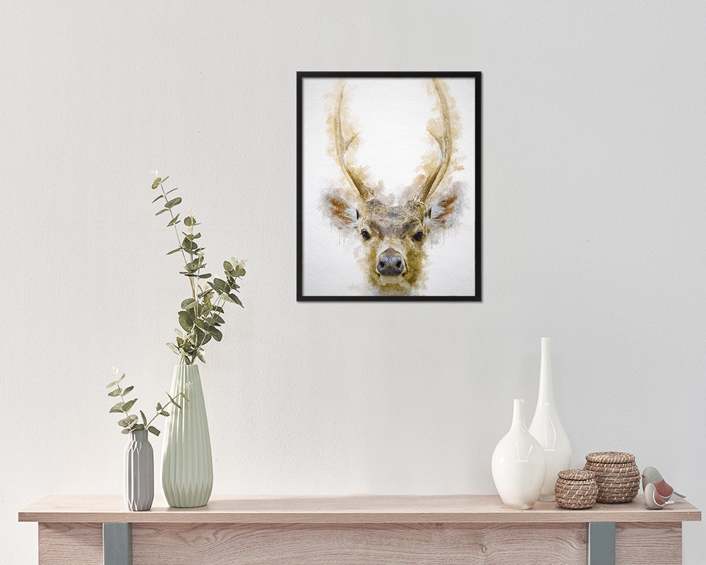 Deer Animal Painting Print Framed Art Home Wall Decor Gifts