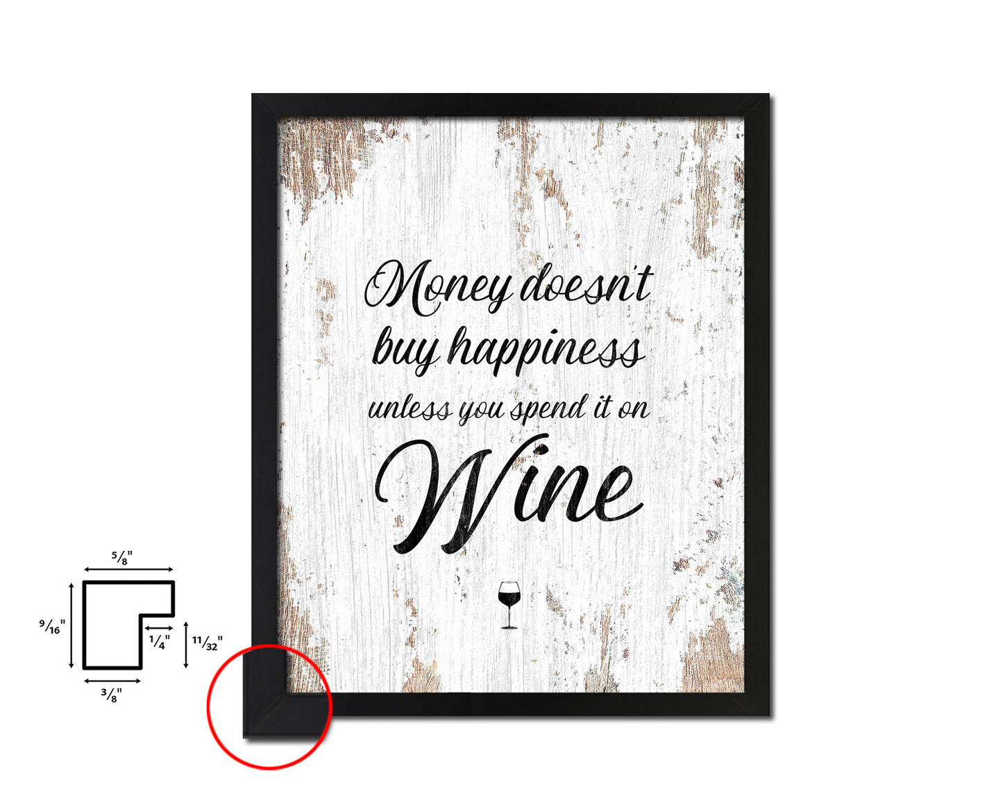 Money doesn't buy happiness unless you spend it Words Wood Framed Print Wall Decor Art Gifts