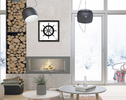 Wheel Nautical Wood Framed Gifts Ocean Beach Fishing Home Decor Wall Art Prints