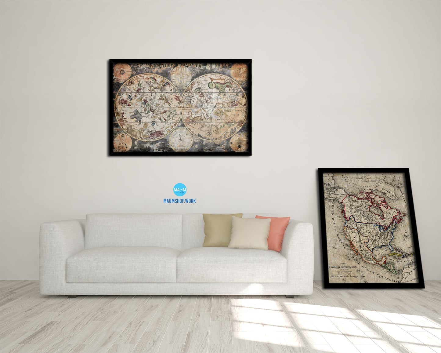 World Antique Map Framed Print Art Wall Decor Gifts