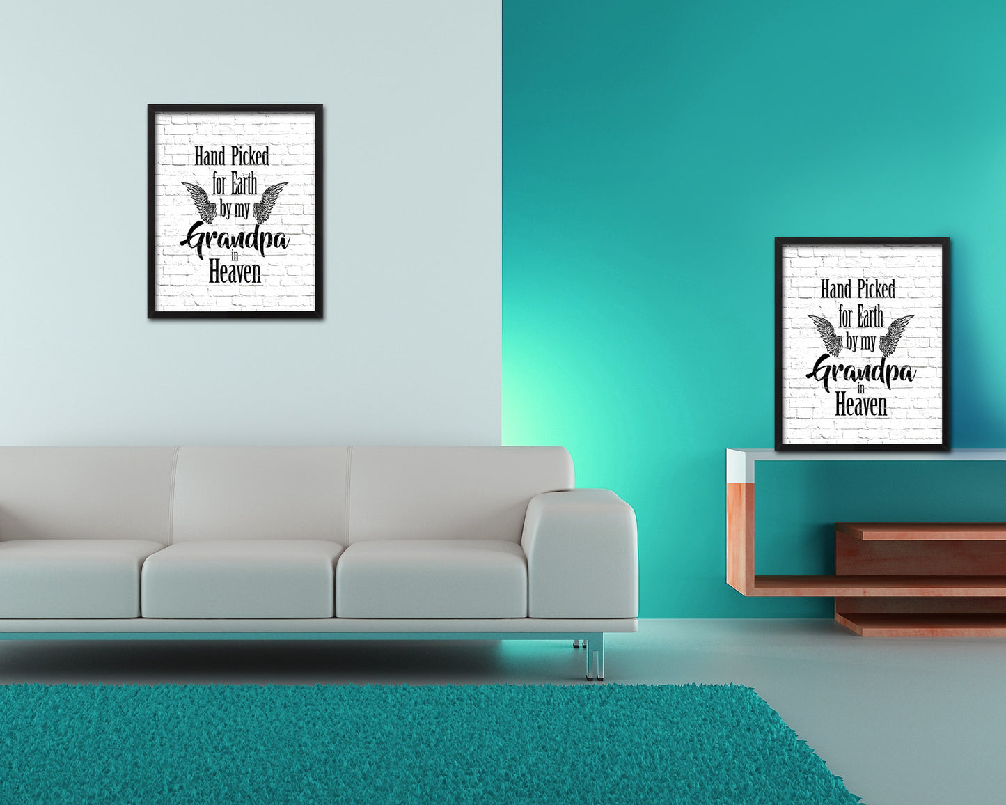 Hand picked for earth by our grandpa in heaven Quote Framed Print Wall Art Decor Gifts