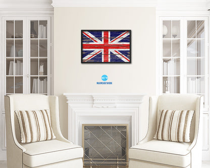 United Kingdom Country Wood Rustic National Flag Wood Framed Print Wall Art Decor Gifts