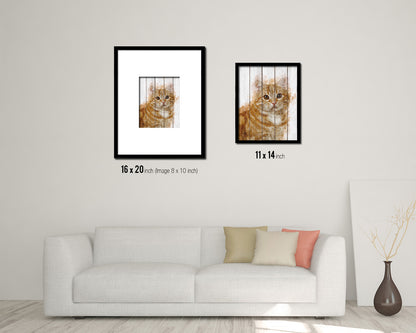Red Little Cat Kitten Portrait Framed Print Pet Home Decor Custom Watercolor Wall Art Gifts