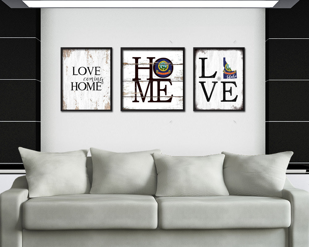 Idaho Shabby Chic Love Sign Wood Framed Paper Print Decor Wall Art Gifts
