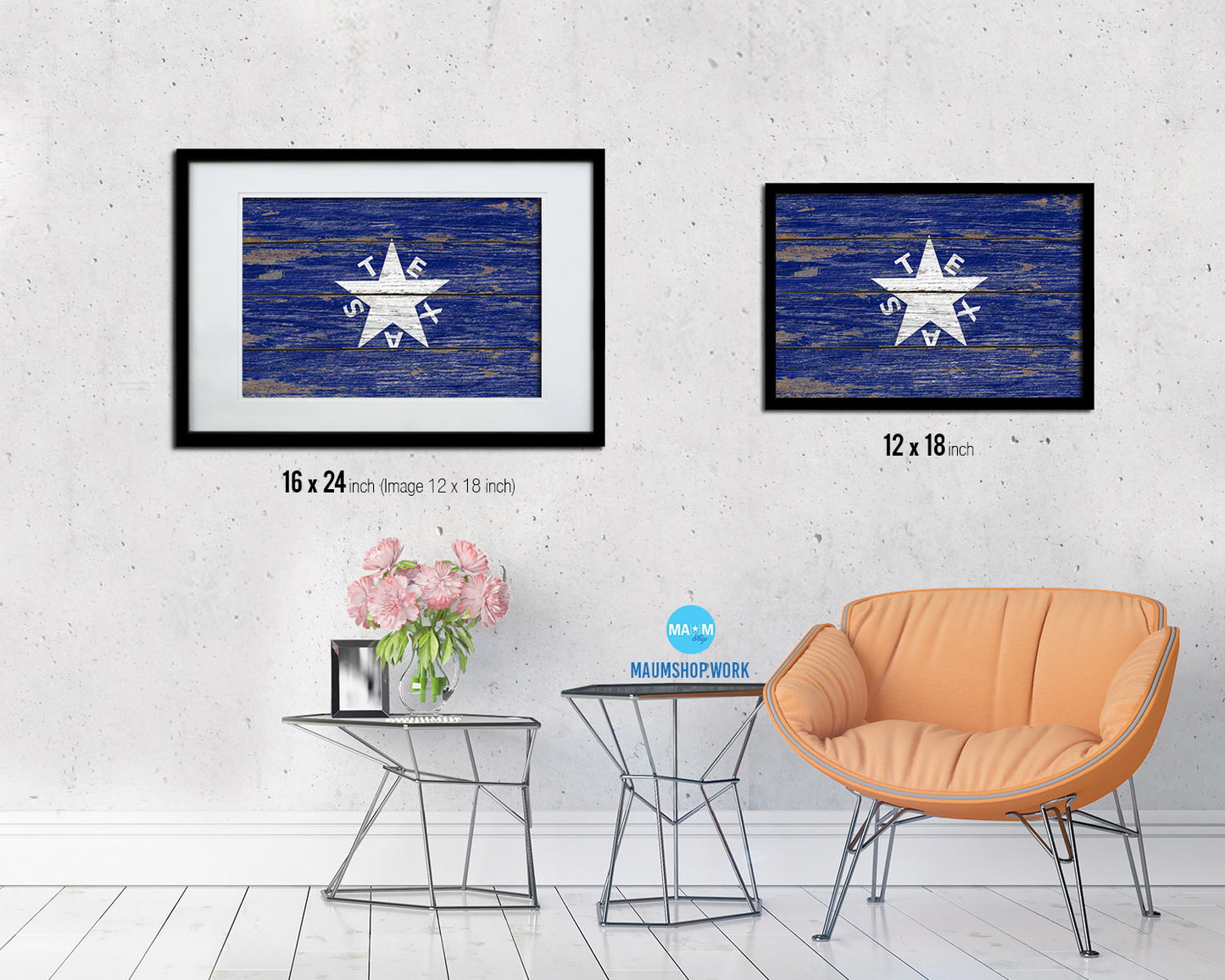 Texas Navy Texan Revolution 1838-1846 Naval Jack Wood Rustic Flag Framed Print Art