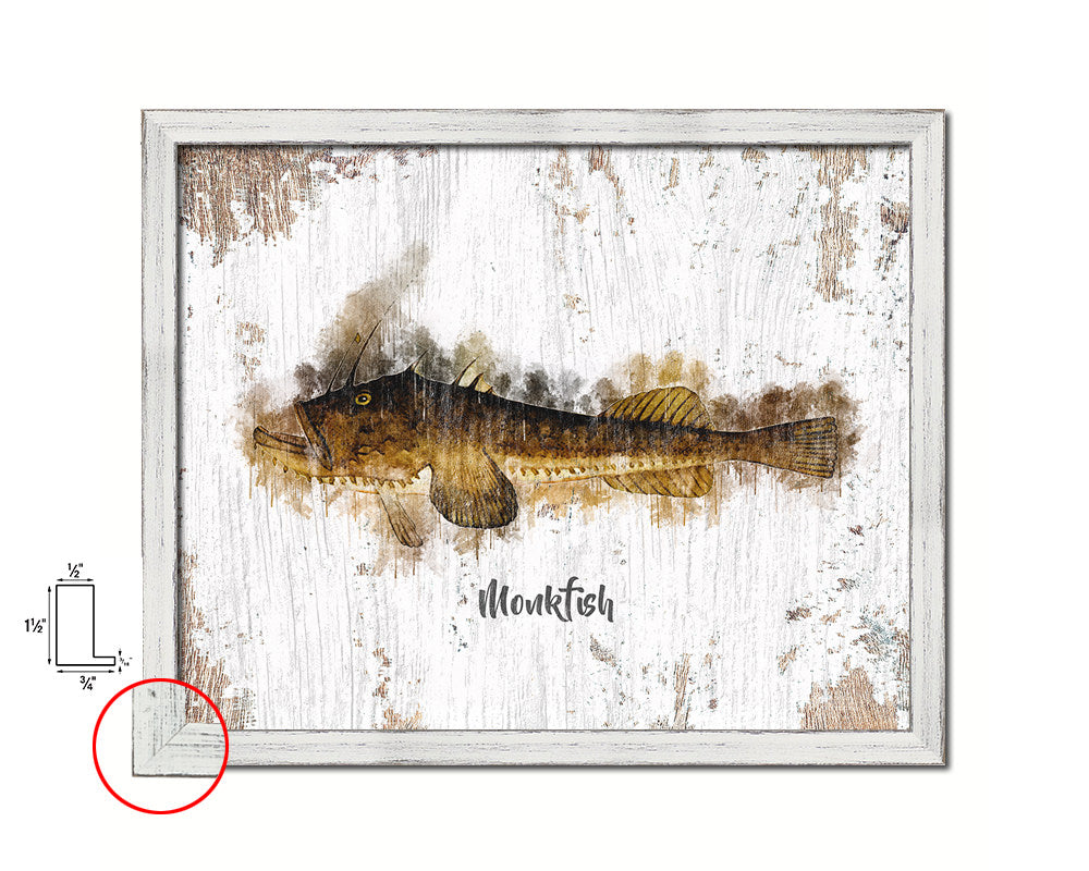 Monkfish Fish Framed Prints Modern Restaurant Sushi Bar Watercolor Wall Art Decor