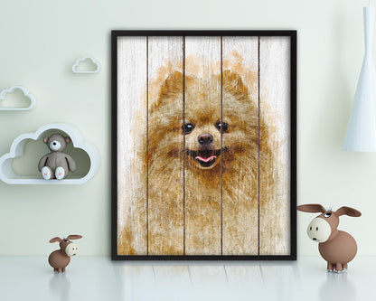 Pomeranian Spitz Dog Puppy Portrait Framed Print Pet Watercolor Wall Decor Art Gifts