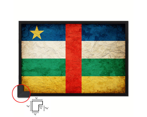 Central African Republic Country Vintage Flag Wood Framed Print Wall Art Decor Gifts