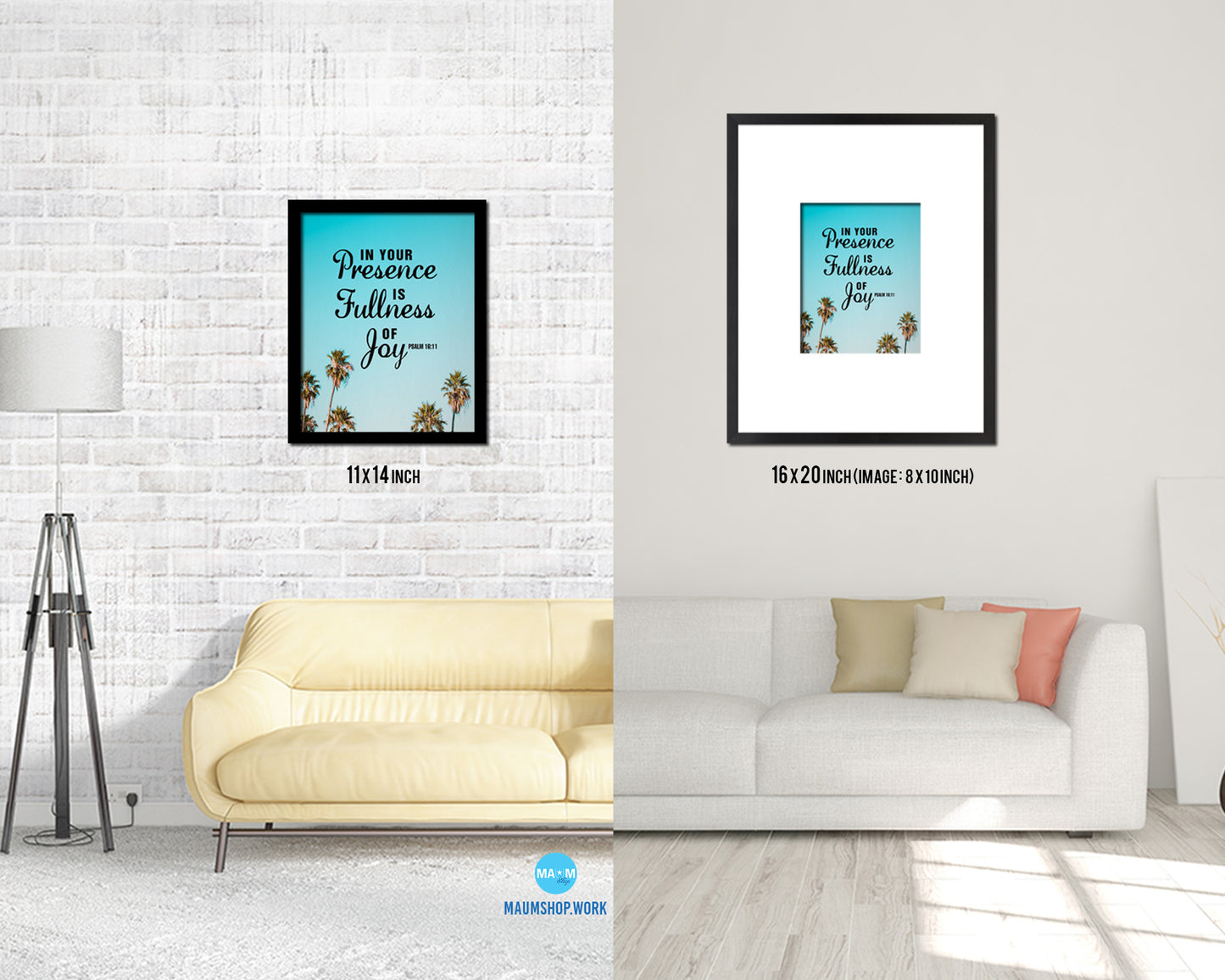 In your presence is fullness of joy, Psalm 16:11 Bible Verse Scripture Frame Print