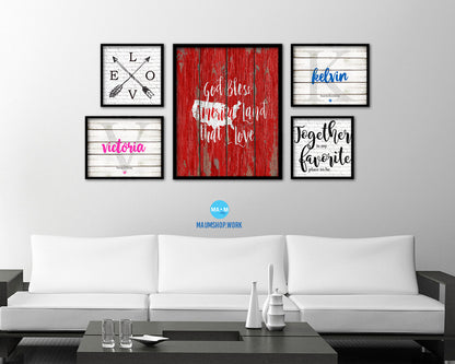 God bless America land that I love Quote Framed Print Home Decor Wall Art Gifts