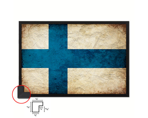 Finland Country Vintage Flag Wood Framed Print Wall Art Decor Gifts
