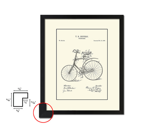 Velocipede Bicycle Vintage Patent Artwork Black Frame Print Wall Art Decor Gifts