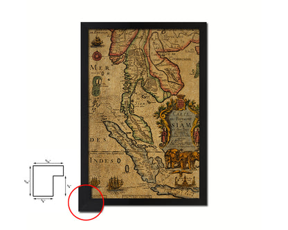Thailand 17 Century Historical Map Wood Framed Print Art Wall Decor Gifts