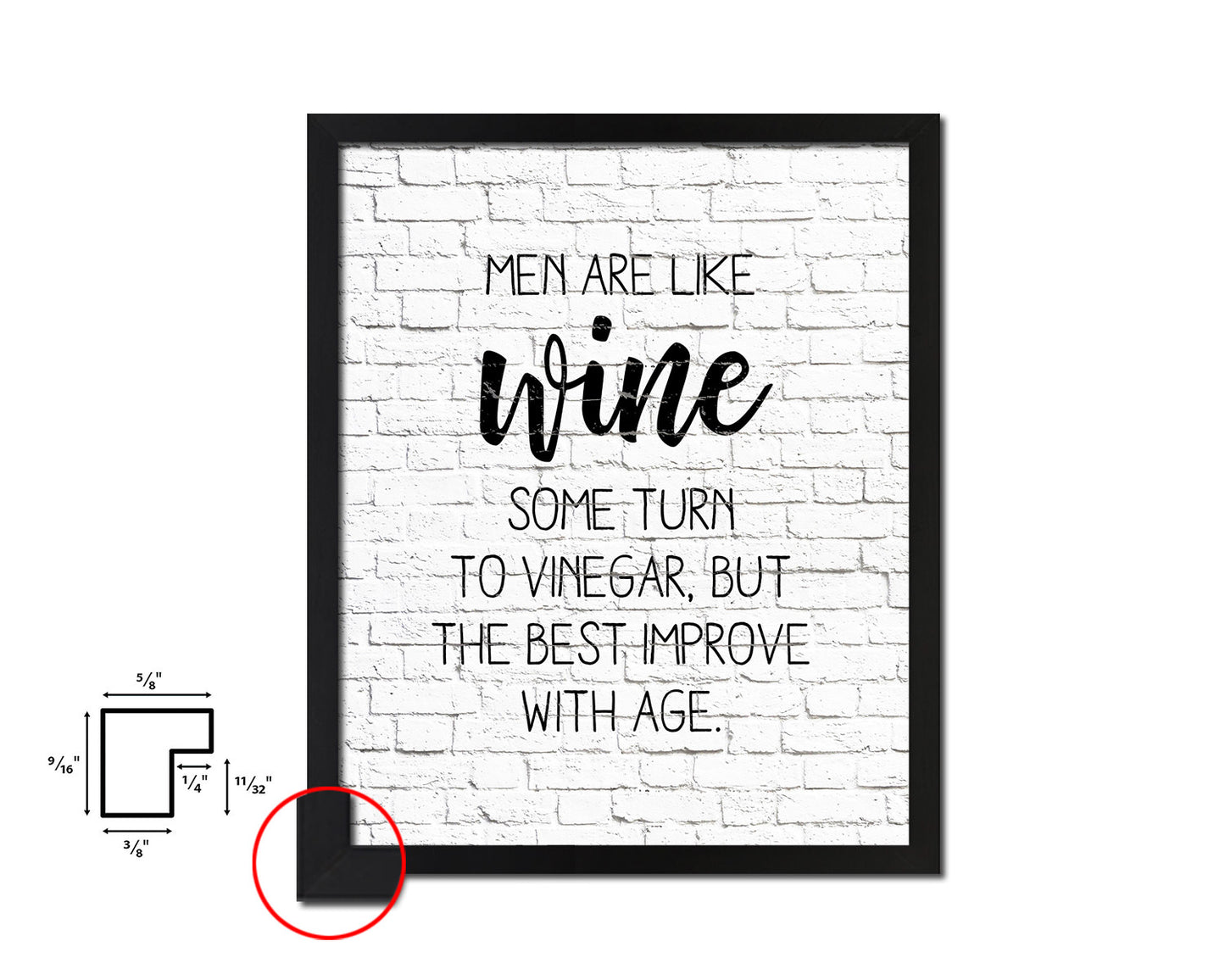 Men are like wine some turn to vinegar Words Wood Framed Print Wall Decor Art Gifts