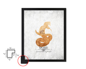 Snake Chinese Zodiac Character Black Framed Art Paper Print Wall Art Decor Gifts, White