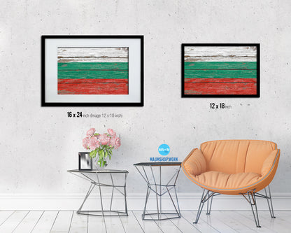 Bulgaria Country Wood Rustic National Flag Wood Framed Print Wall Art Decor Gifts