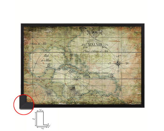 Caribbean Antique Map Framed Print Art Wall Decor Gifts