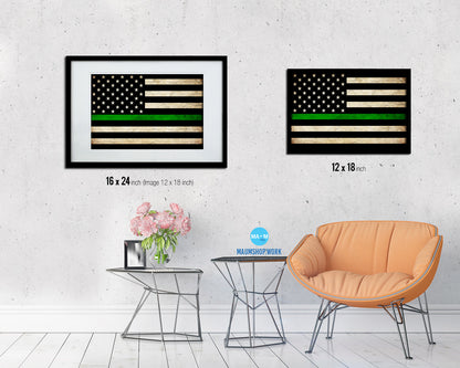Thin Green Line Support Border Patrol American Vintage Military Flag Art