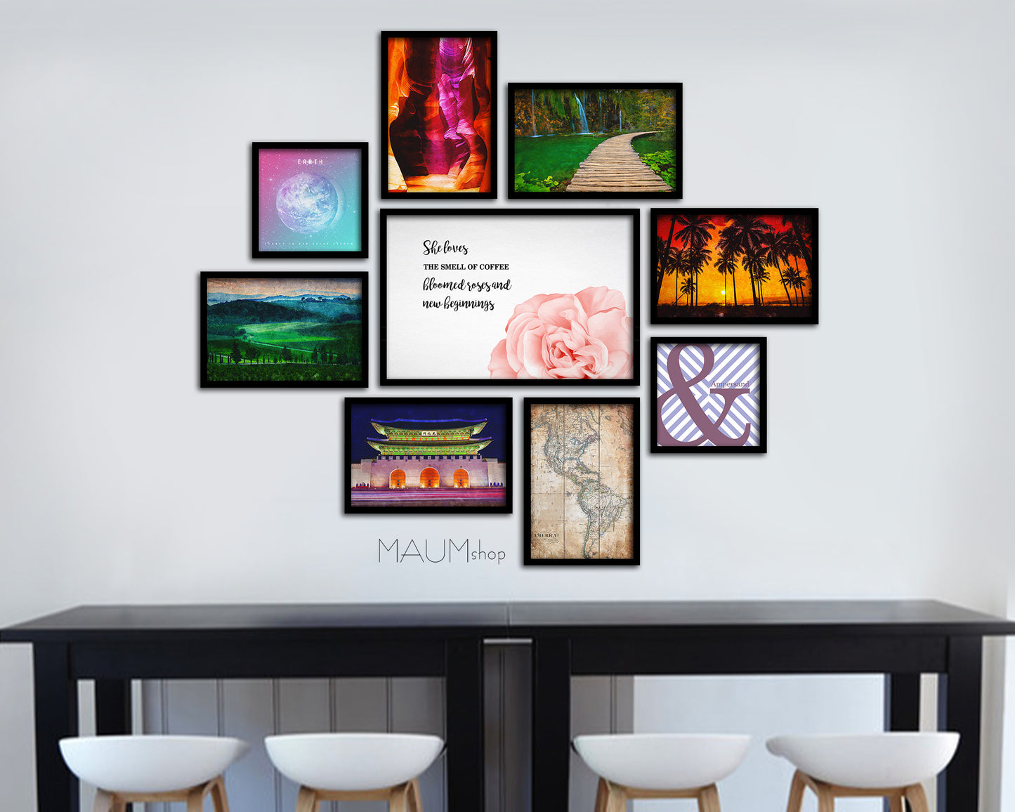 She loves the smell of coffee bloomed roses and new beginnings Quote Framed Art