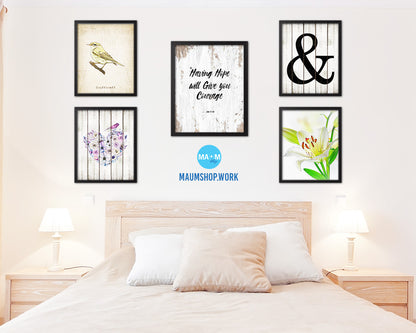 Having hope will give you courage, Job 11:18 Quote Wood Framed Print Home Decor Wall Art Gifts