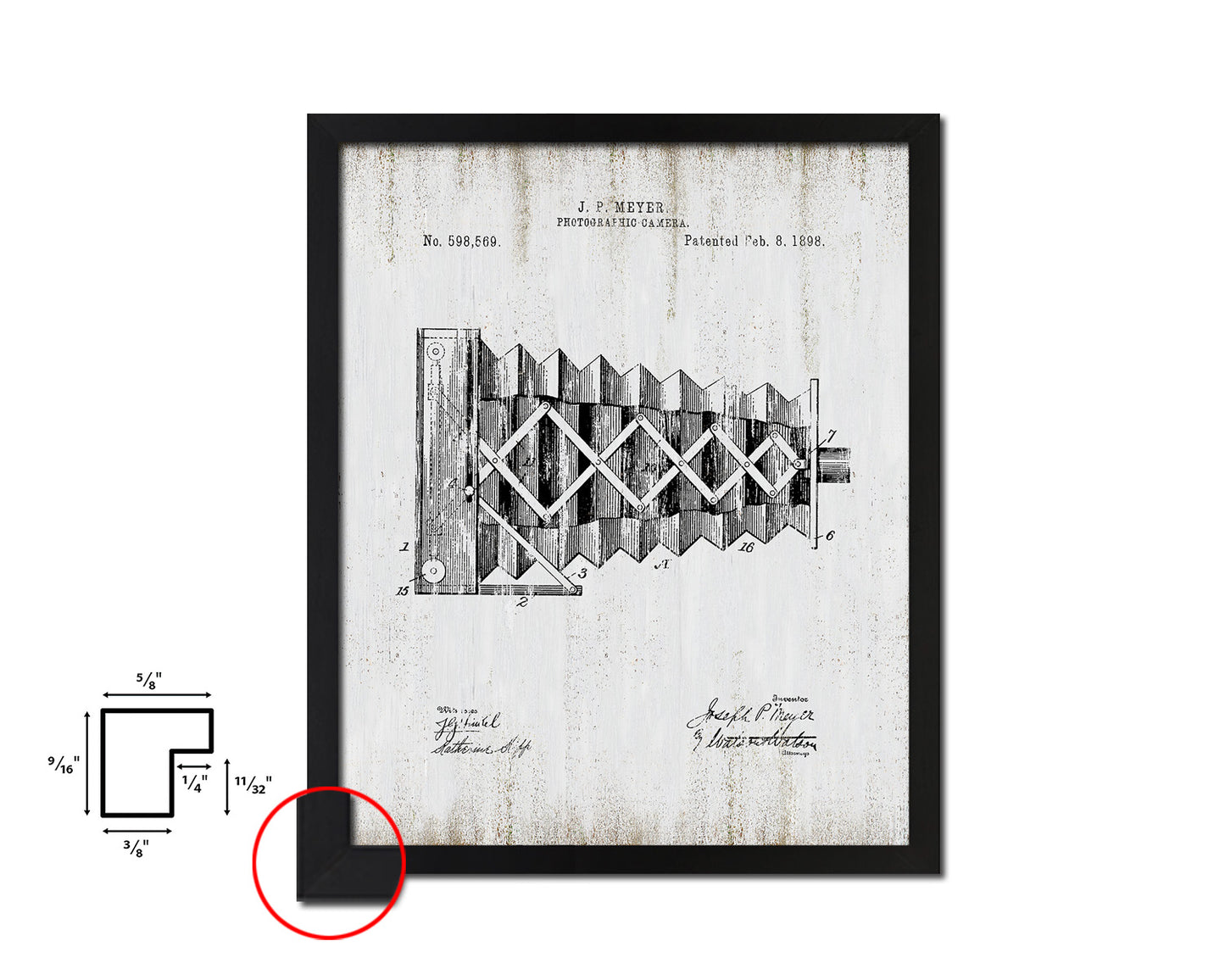 Photographic Camera Vintage Patent Artwork Black Frame Print Wall Art Decor Gifts