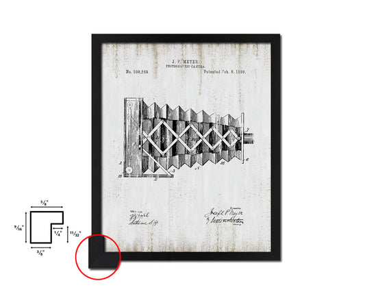Photographic Camera Vintage Patent Artwork Black Frame Print Wall Art Decor Gifts