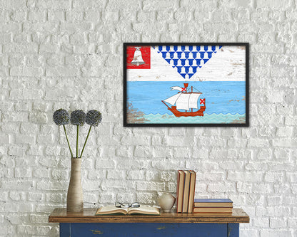 Belfast City Maine State Shabby Chic Flag Framed Prints Decor Wall Art Gifts