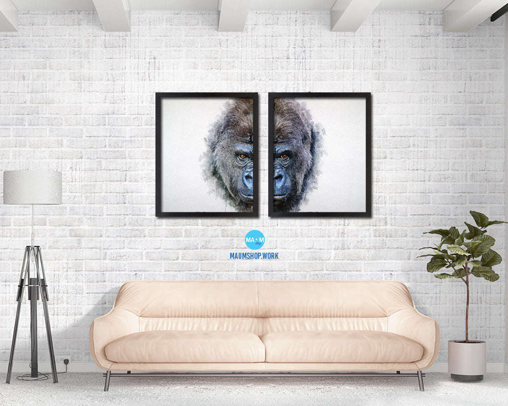 Gorillas Animal Painting Print Framed Art Home Wall Decor Gifts