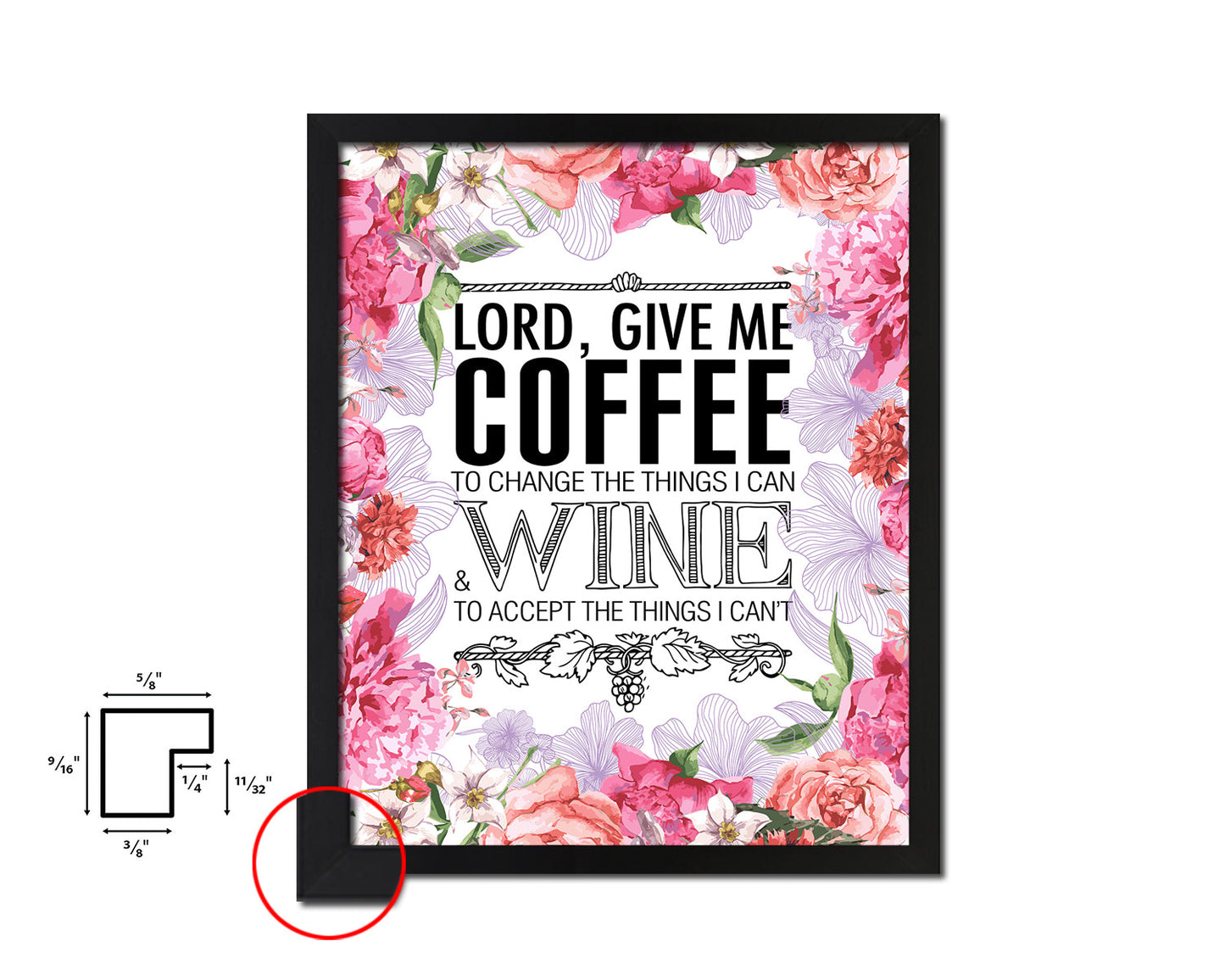 Lord, give me  coffee to  change the things I can Words Wood Framed Print Wall Decor Art Gifts