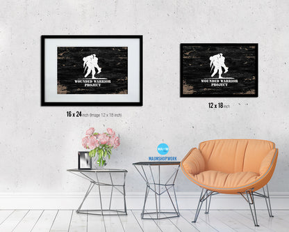 Wounded Warrior Project Shabby Chic Military Flag Framed Print Decor Wall Art Gifts
