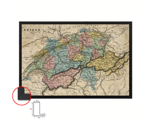Switzerland 1860 Historical Map Framed Print Art Wall Decor Gifts
