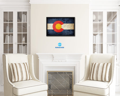 Colorado State Vintage Flag Wood Framed Paper Print Wall Art Decor Gifts