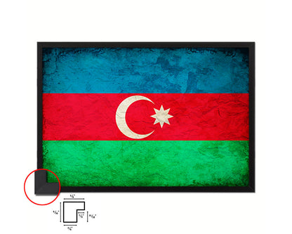 Azerbaijan Country Vintage Flag Wood Framed Print Wall Art Decor Gifts