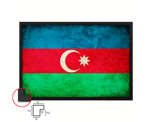 Azerbaijan Country Vintage Flag Wood Framed Print Wall Art Decor Gifts