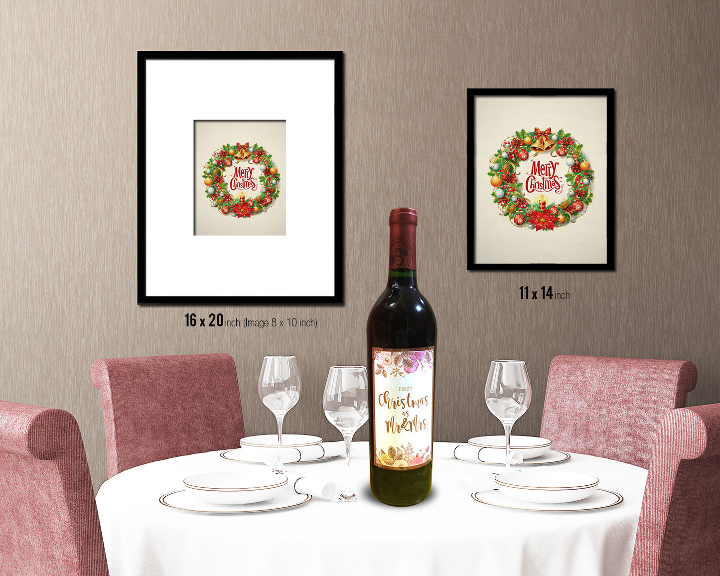 Christmas Wreath Holiday Season Gifts Wood Framed Print Home Decor Wall Art