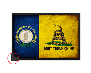 Gadsden Don't Tread On Me Tea Party Kentucky State Vintage Military Flag Framed Print Art