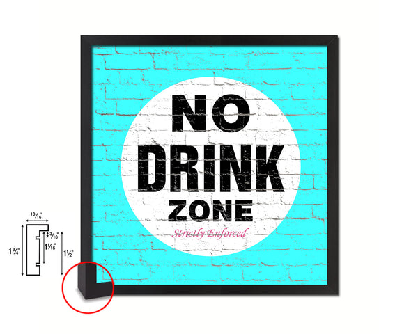 No Drink Zone Shabby Chic Sign Wood Framed Art Paper Print Wall Decor Gifts