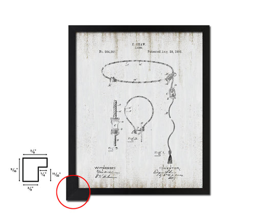 Lasso Cowboy Vintage Patent Artwork Black Frame Print Wall Art Decor Gifts