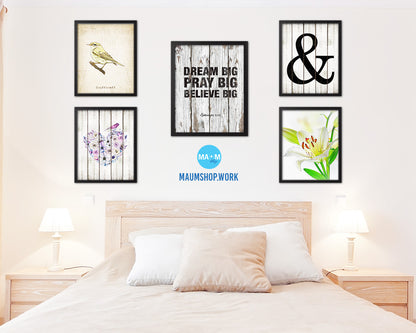 Dream Pray Bbelieve Big Quote Wood Framed Print Home Decor Wall Art Gifts
