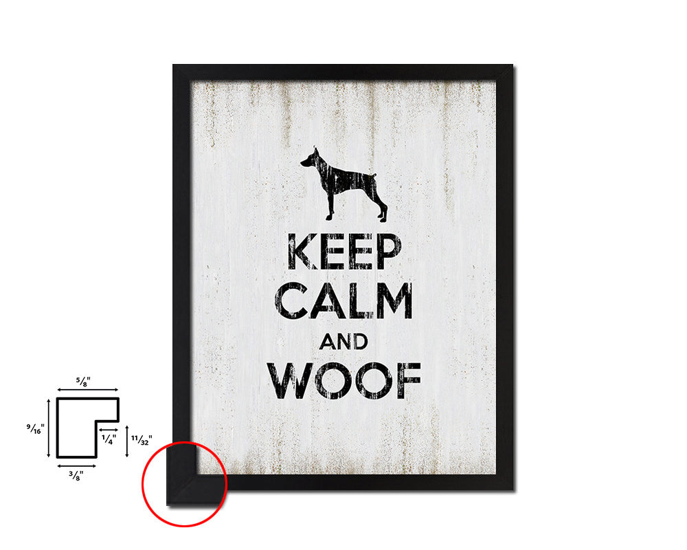 Keep calm and woof Quote Wood Framed Print Wall Decor Art