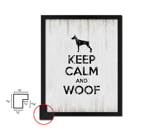 Keep calm and woof Quote Wood Framed Print Wall Decor Art