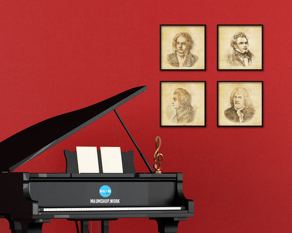 George Frideric Handel Vintage Classical Music Black Framed Print Wall Decor Art Gifts