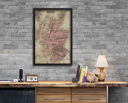 Scotland Historical Map Wood Framed Print Art Wall Decor Gifts
