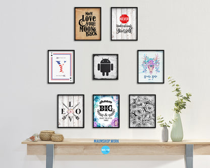 Android Social Media Symbol Icons logo Wood Framed Print Home Decor Wall Art Gifts