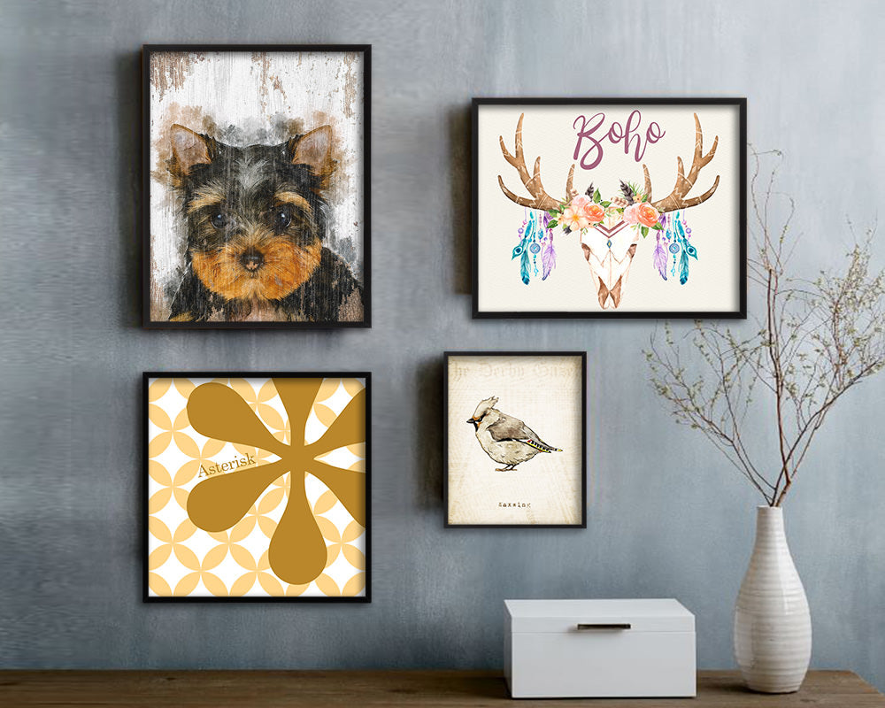 Yorkshire Terrier Dog Puppy Portrait Framed Print Pet Watercolor Wall Decor Art Gifts