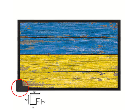 Ukraine Country Wood Rustic National Flag Wood Framed Print Wall Art Decor Gifts