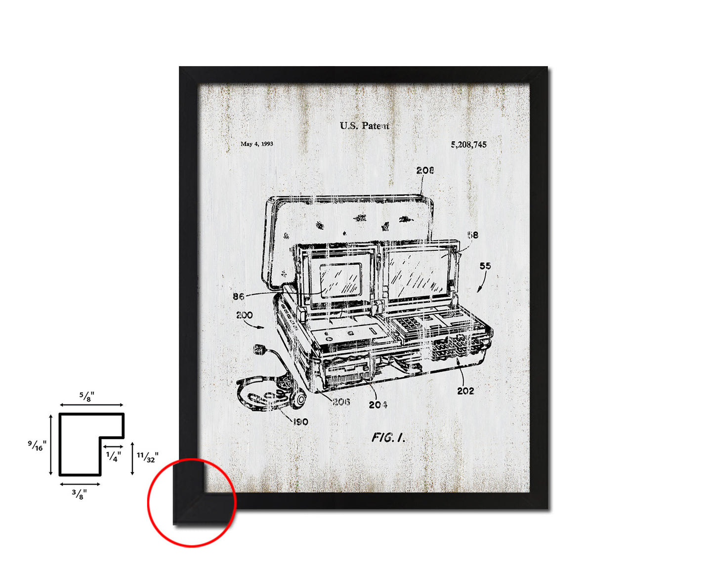 Multimedia Interface and Method Computer Vintage Patent Artwork Black Frame Print Gifts